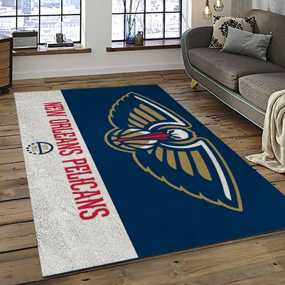 Nba new orleans pelicans basketball team logo sport carpet rectangle area rug for living room nop8 Rectangle Rug