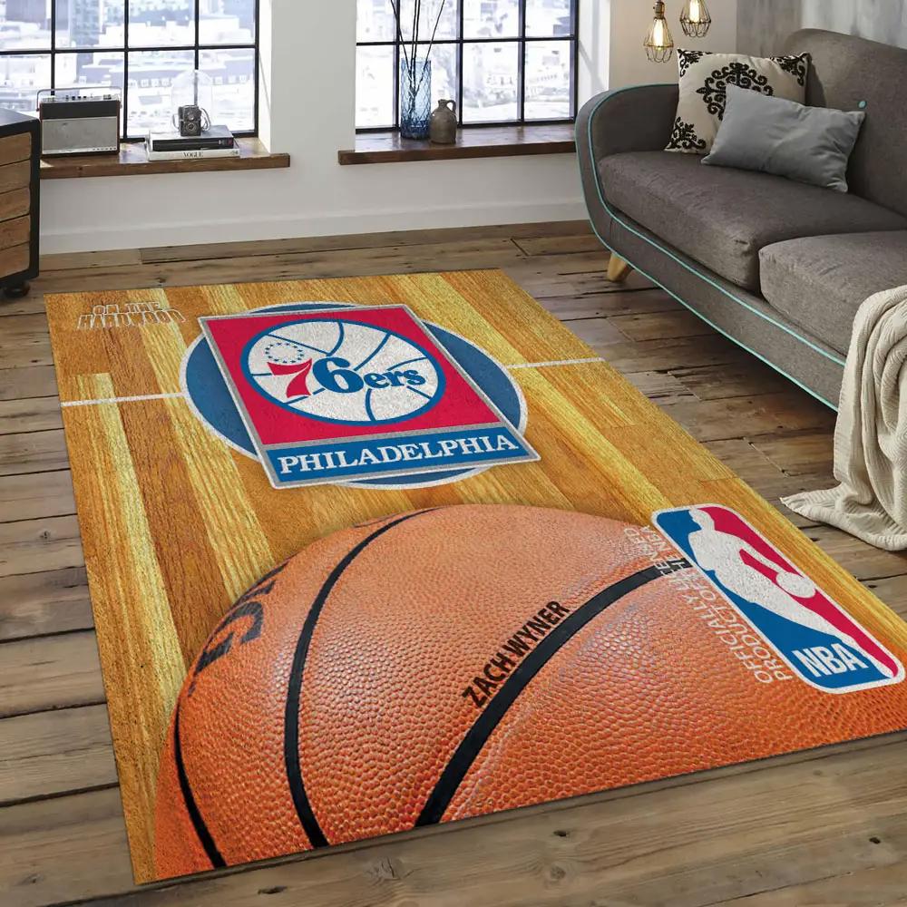 Nba philadelphia 76ers basketball legend team logo rectangle area p7609 Rectangle Rug