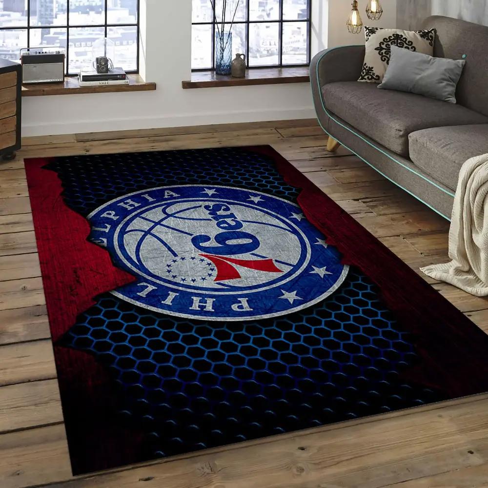 Nba philadelphia 76ers basketball legend team logo rectangle area p7625 Rectangle Rug