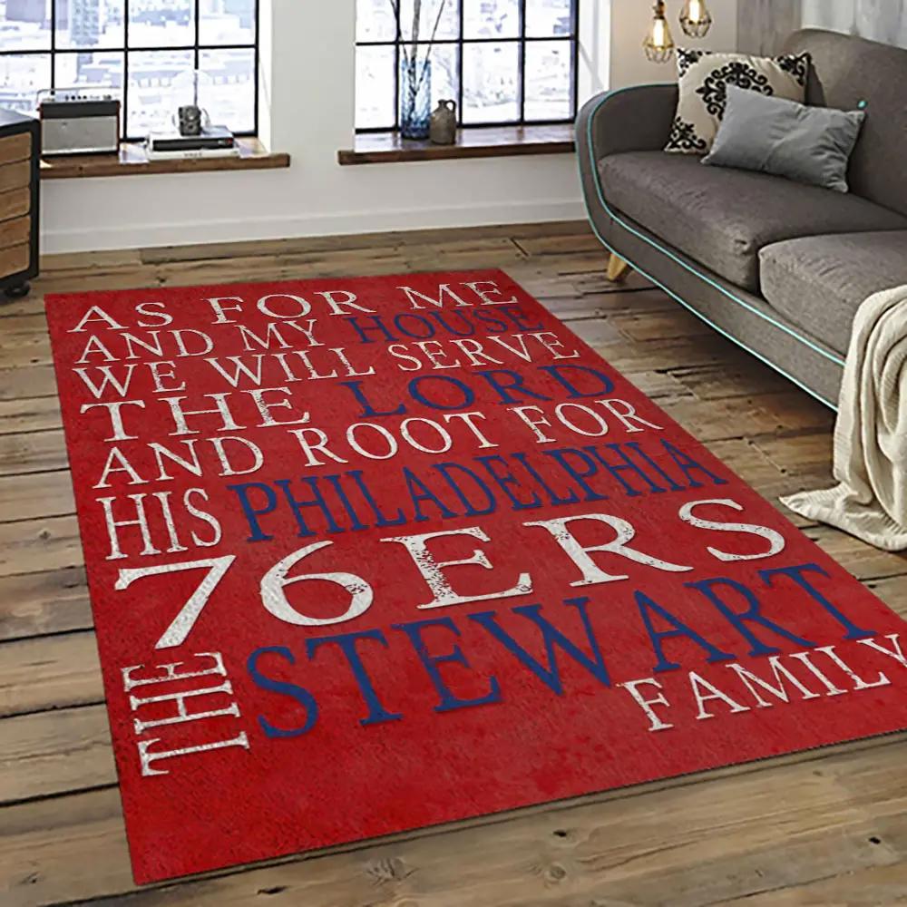 Nba philadelphia 76ers basketball team logo sport carpet area rug home decor best gift for friends p7661 Rectangle Rug