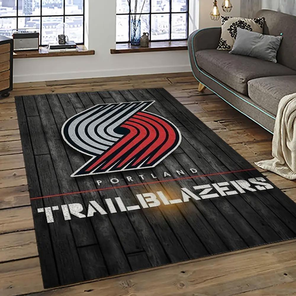 Nba portland trail blazers basketball team logo sport carpet rectangle area rug for living room ptb16 Rectangle Rug