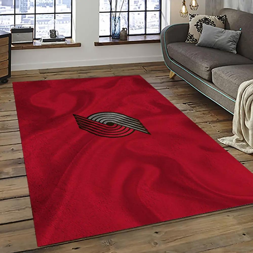 Nba portland trail blazers basketball team logo sport carpet rectangle area rug for living room ptb22 Rectangle Rug