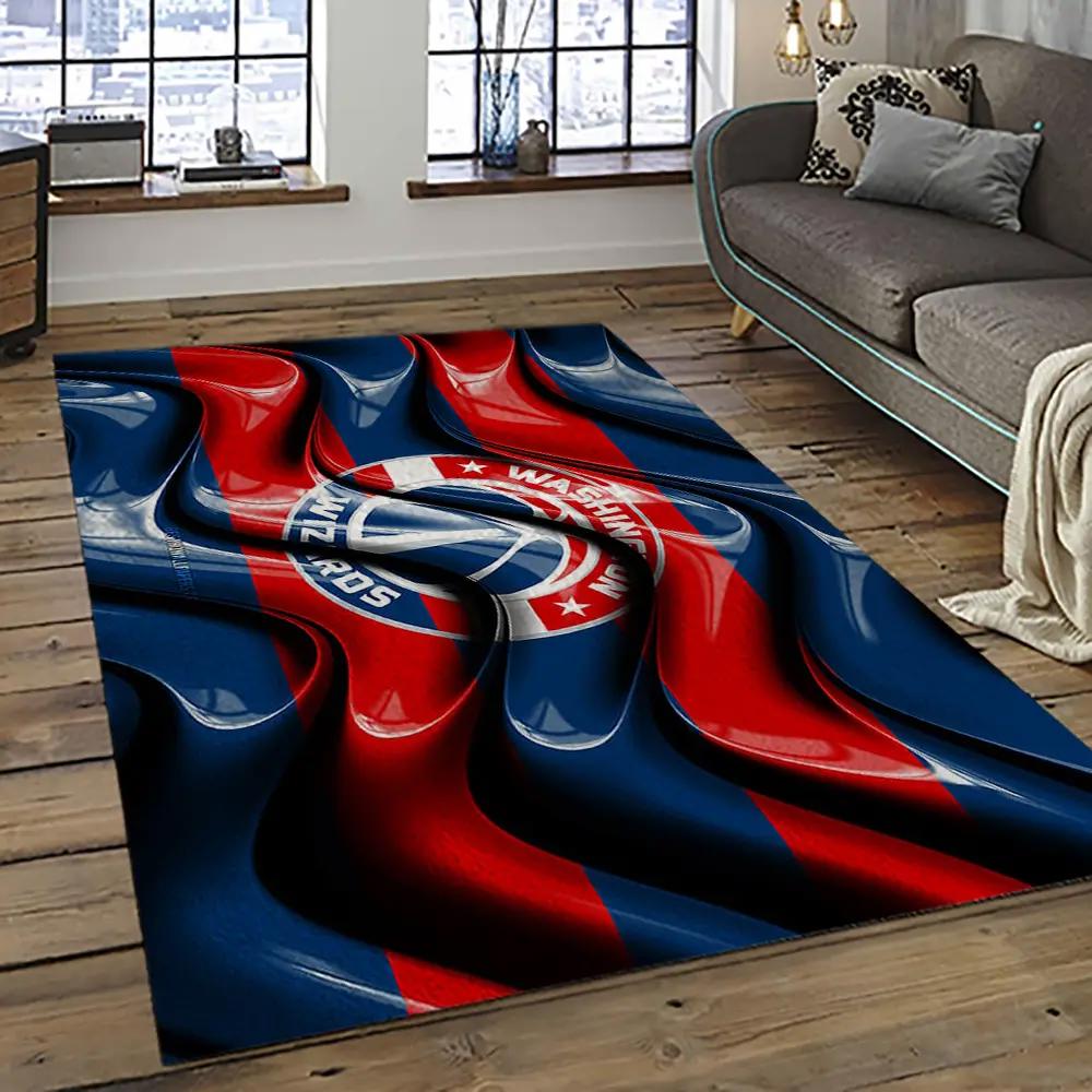 Nba washington wizards basketball team logo sport carpet rectangle area rug for living room wsw7 Rectangle Rug