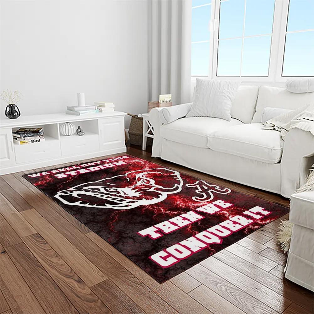 Ncaa alabama crimson tide college sport basketball and foolball team logo rectangle area rug act40 Rectangle Rug