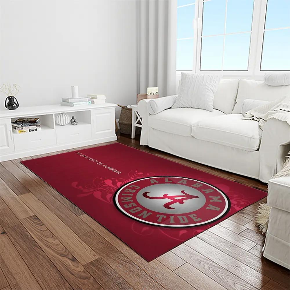 Ncaa alabama crimson tide college sport basketball and foolball team logo rectangle area rug act49 Rectangle Rug