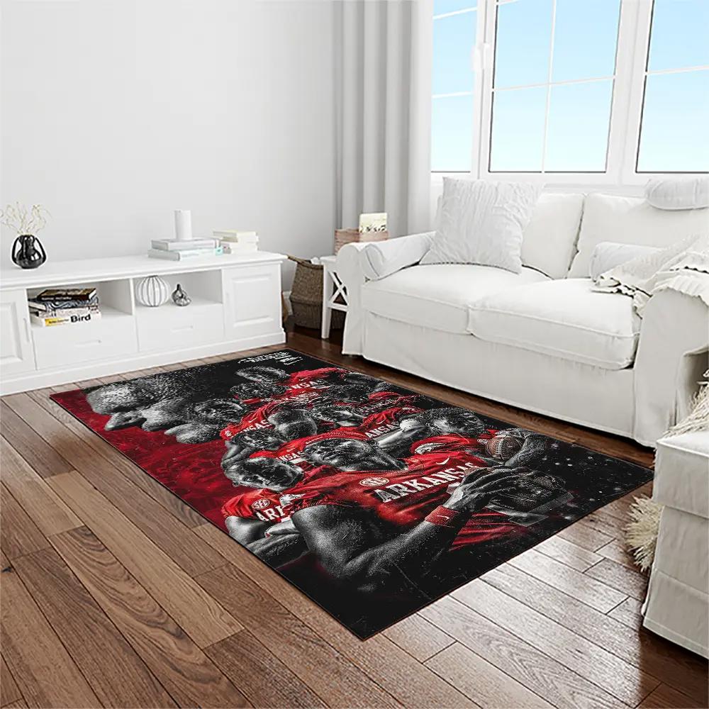 Ncaa arkansas razorbacks college sport basketball and foolball team logo rectangle area rug ar22 Rectangle Rug