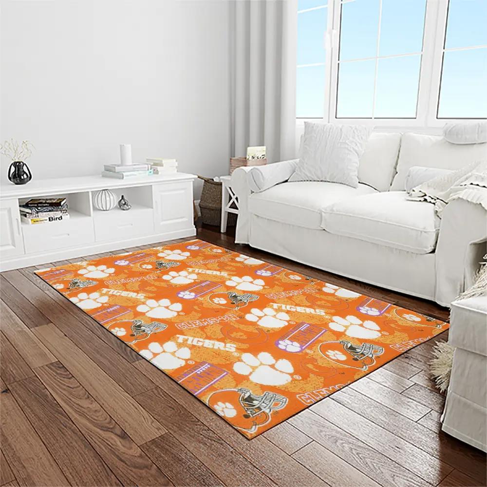 Ncaa clemson tigers college sport basketball and foolball team logo rectangle area rug ct18 Rectangle Rug