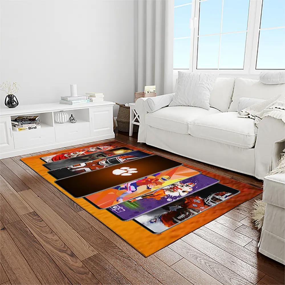 Ncaa clemson tigers college sport basketball and foolball team logo rectangle area rug ct35 Rectangle Rug