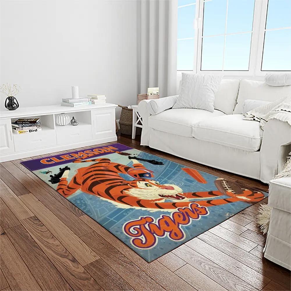 Ncaa clemson tigers college sport basketball and foolball team logo rectangle area rug ct79 Rectangle Rug