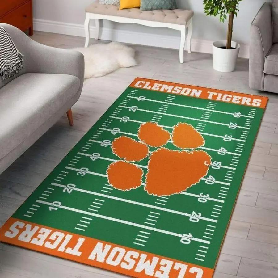 Ncaa clemson tigers football field area rug living room rug home decor 1910071 Rectangle Rug
