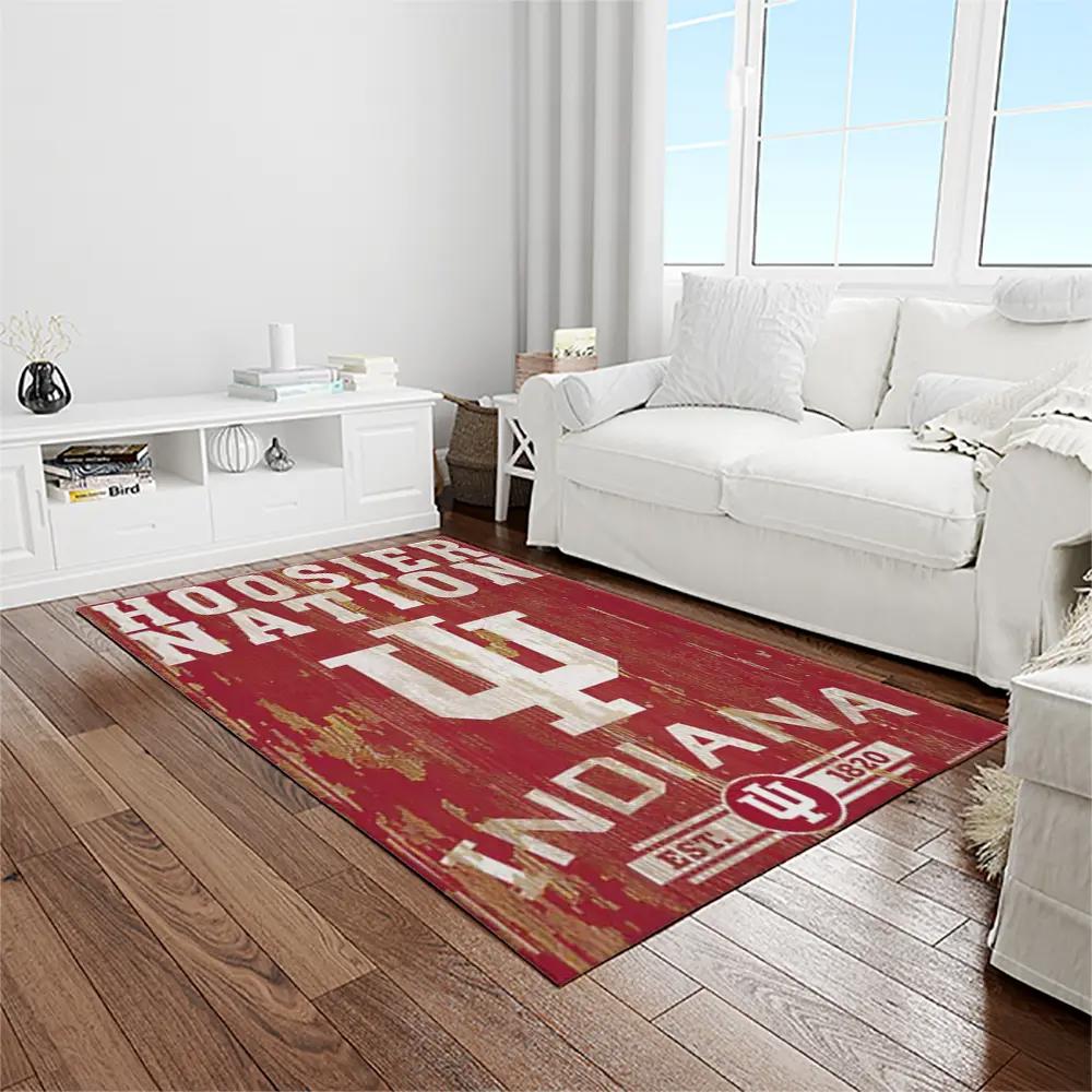 Ncaa indiana hoosiers college sport basketball and foolball team logo rectangle area rug ihs24 Rectangle Rug