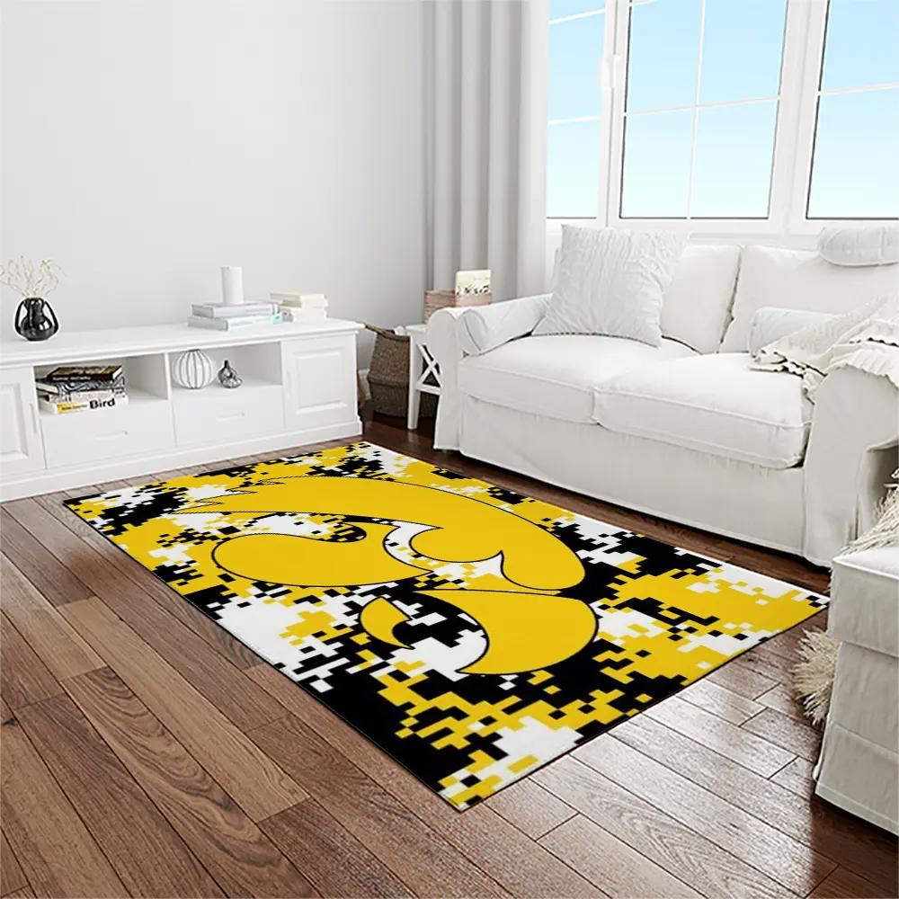 Ncaa iowa hawkeyes college sport basketball and foolball team logo rectangle area rug iwh42 Rectangle Rug