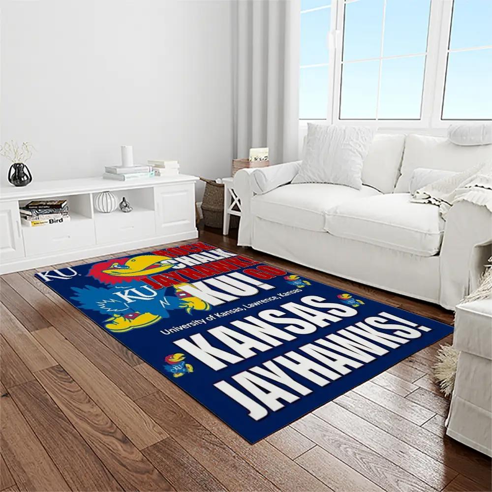 Ncaa kansas jayhawks basketball team logo rectangle area rug kj15 Rectangle Rug