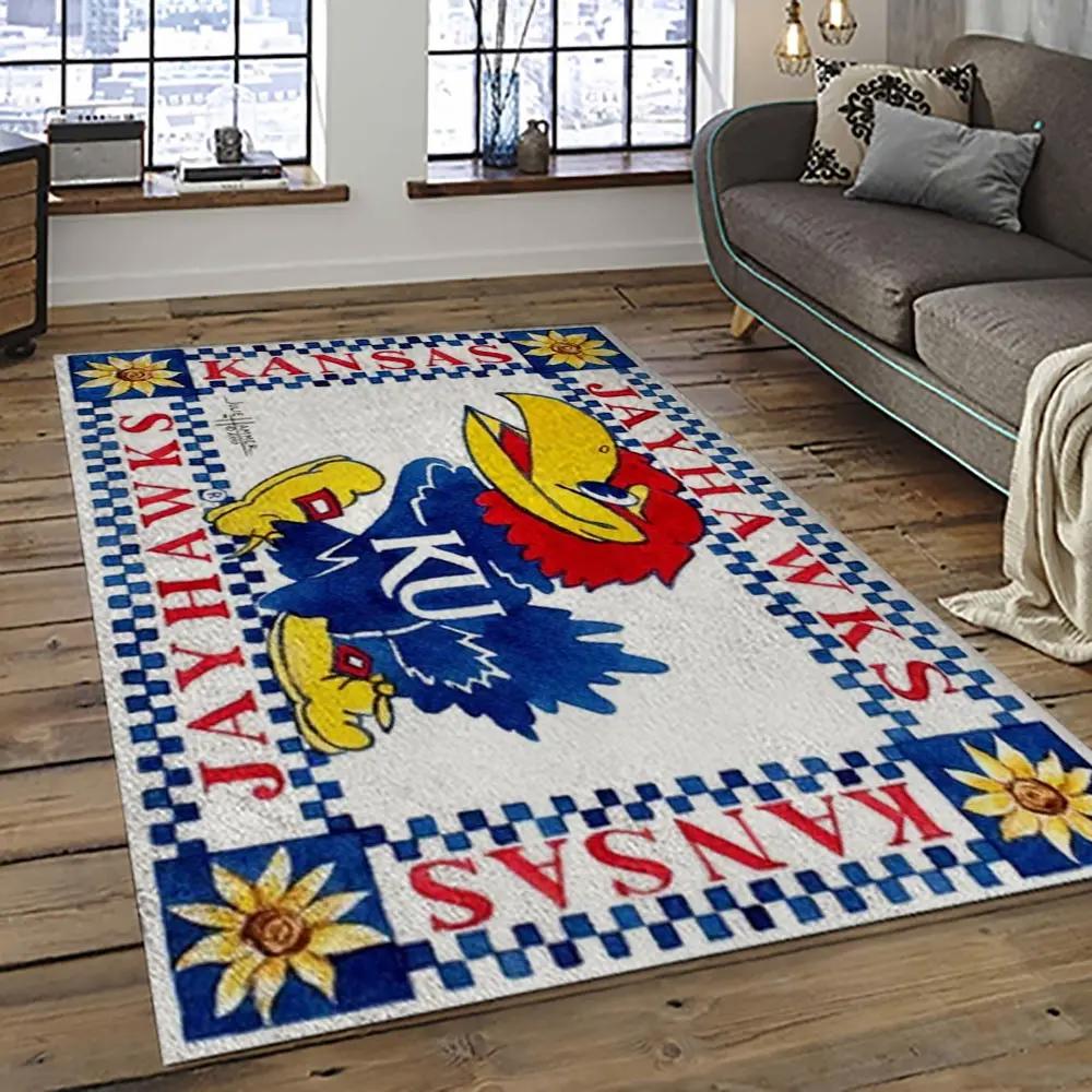 Ncaa kansas jayhawks football team logo sport carpet area rug home decor best gift for friends ksjk12 Rectangle Rug
