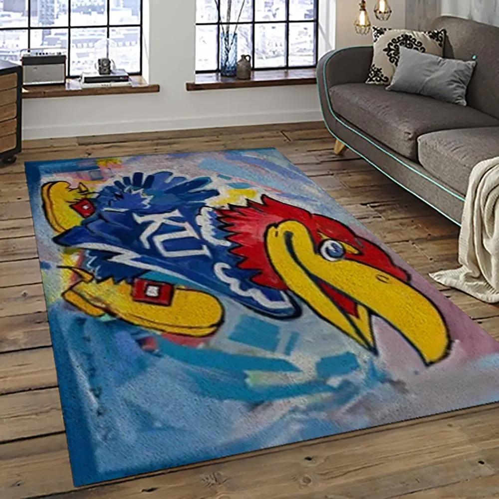 Ncaa kansas jayhawks football team logo sport carpet area rug home decor best gift for friends ksjk25 Rectangle Rug