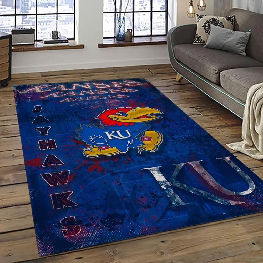 Ncaa kansas jayhawks football team logo sport carpet area rug home decor best gift for friends ksjk29 Rectangle Rug