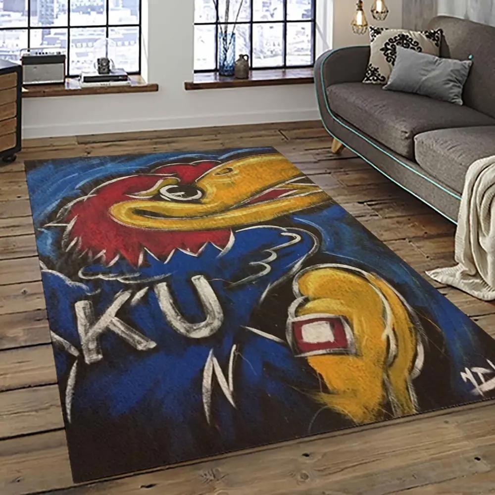 Ncaa kansas jayhawks football team logo sport carpet area rug home decor best gift for friends ksjk35 Rectangle Rug