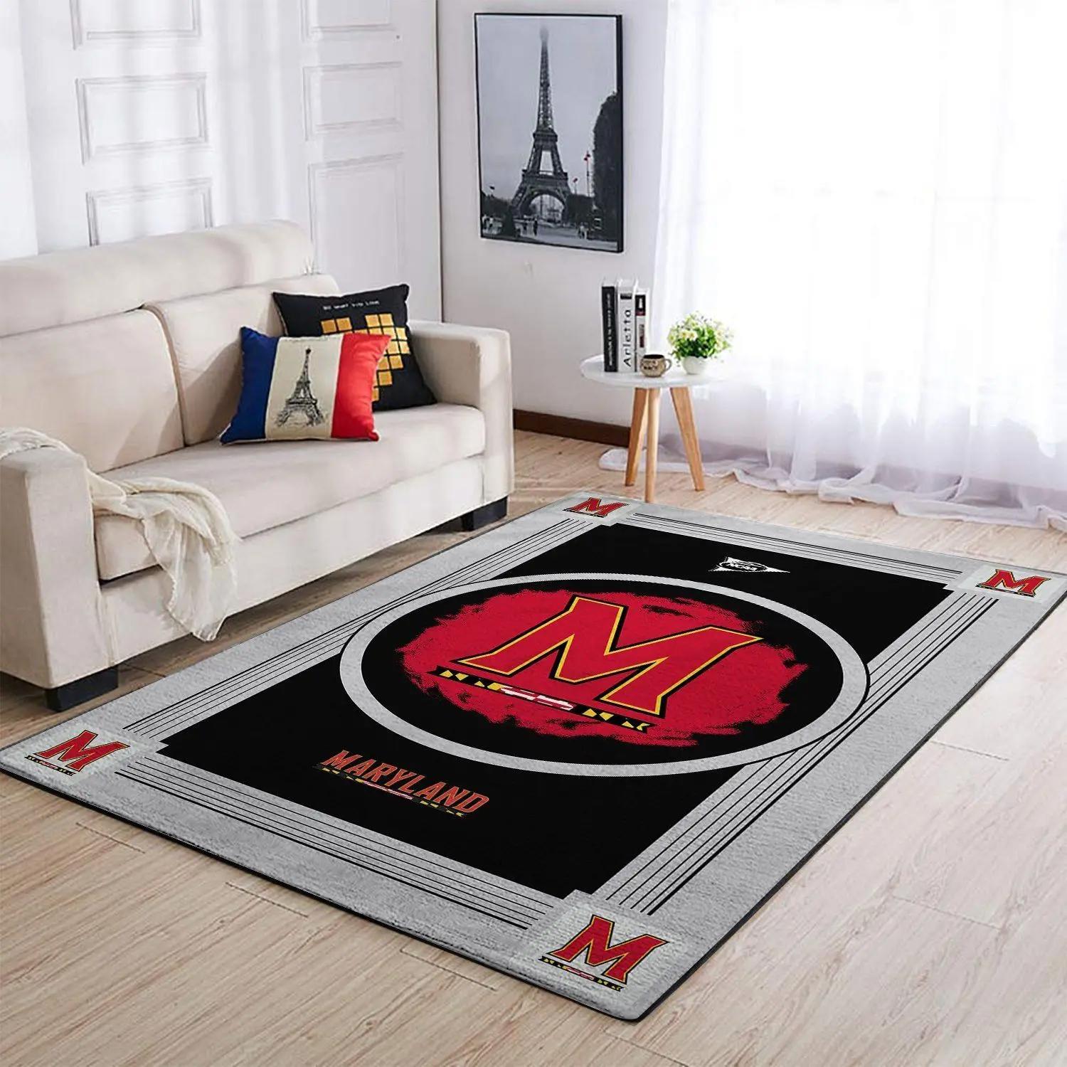 Ncaa maryland terrapins football team logo carpet rug living room 20030546 4 Rectangle Rug