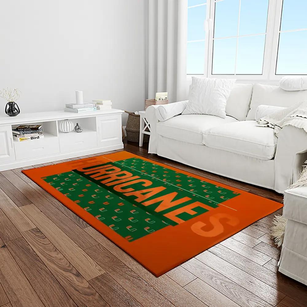 Ncaa miami hurricanes sport basketball and foolball team logo rectangle area rug mh04 Rectangle Rug