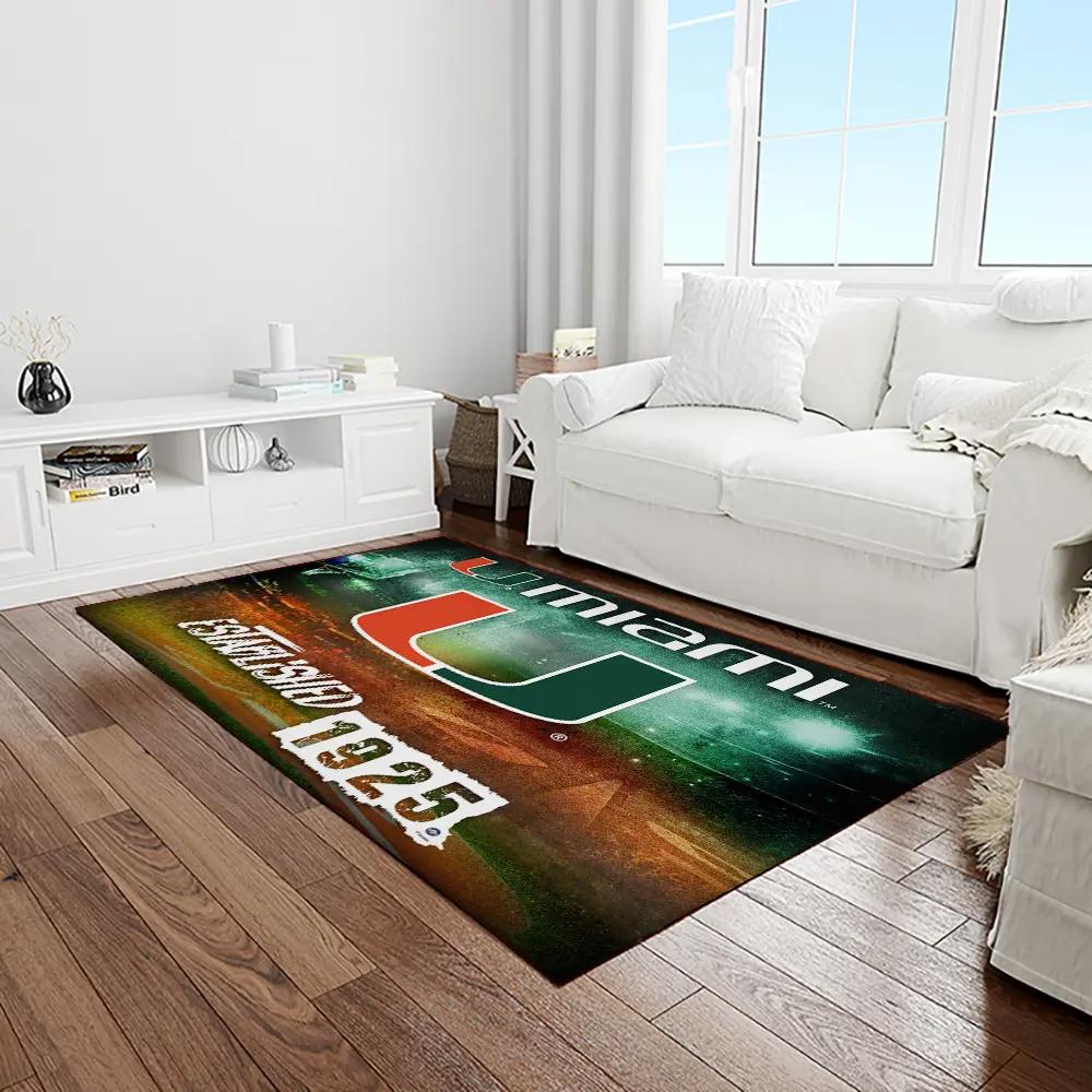 Ncaa miami hurricanes sport basketball and foolball team logo rectangle area rug mh32 Rectangle Rug
