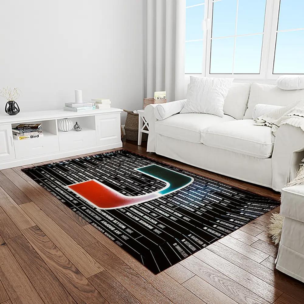 Ncaa miami hurricanes sport basketball and foolball team logo rectangle area rug mh36 Rectangle Rug