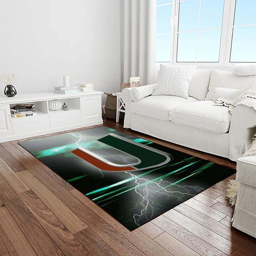 Ncaa miami hurricanes sport basketball and foolball team logo rectangle area rug mh46 Rectangle Rug