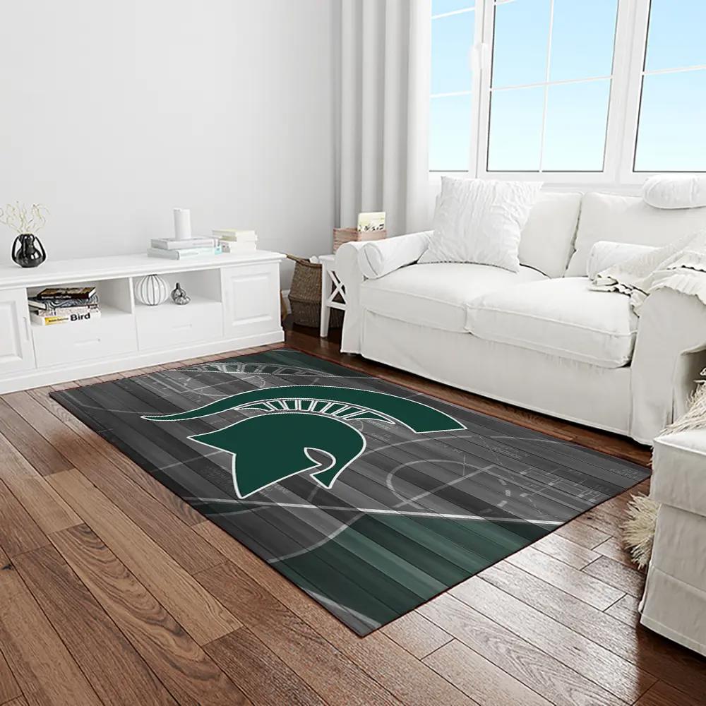 Ncaa michigan state spartans college sport basketball and foolball team logo rectangle area rug mss08 Rectangle Rug