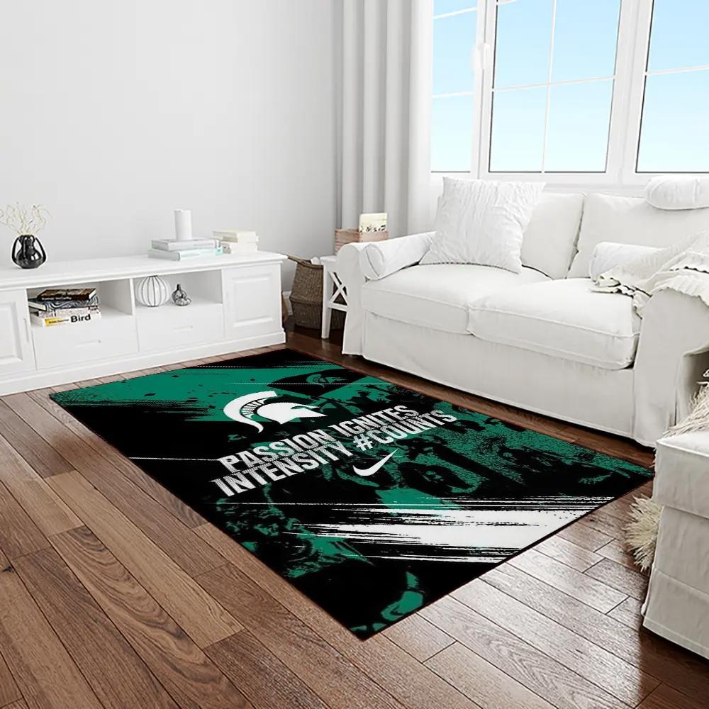 Ncaa michigan state spartans college sport basketball and foolball team logo rectangle area rug mss21 Rectangle Rug