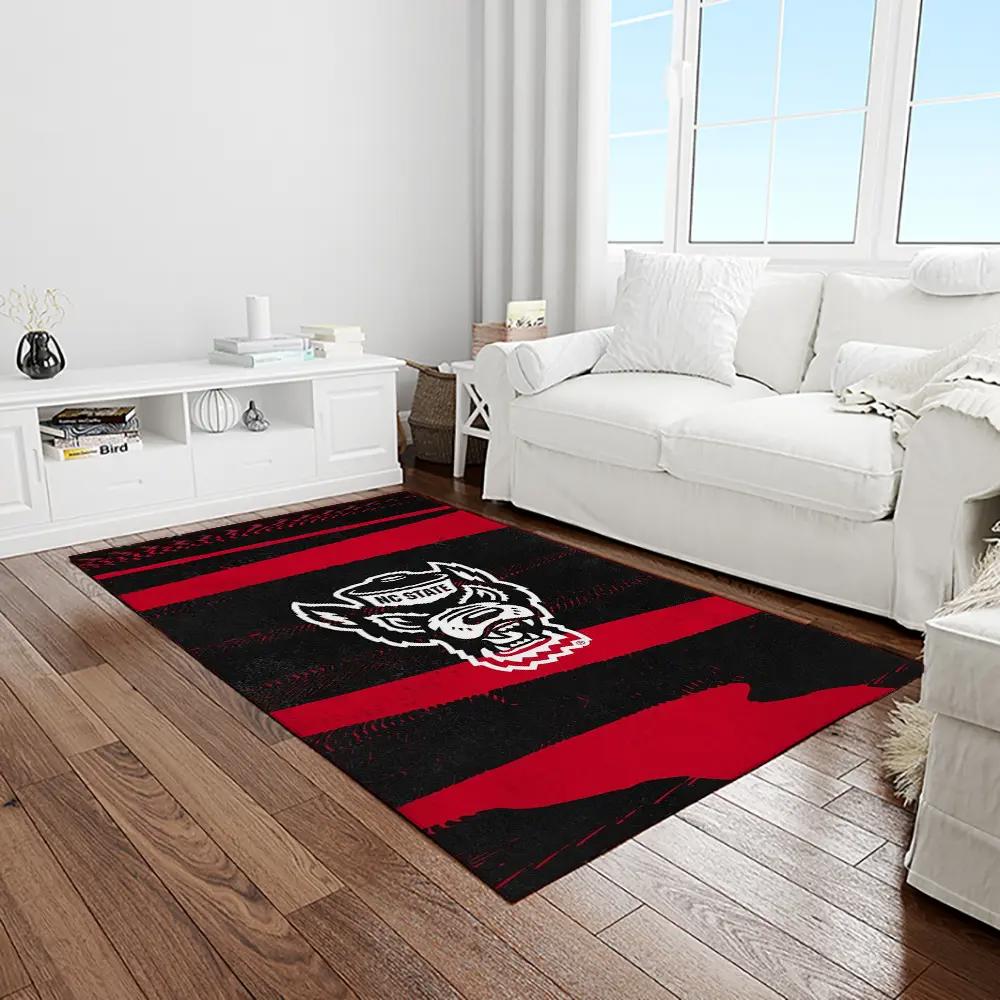 Ncaa nc state wolfpack sport basketball and foolball team logo rectangle area rug ncsw11 Rectangle Rug