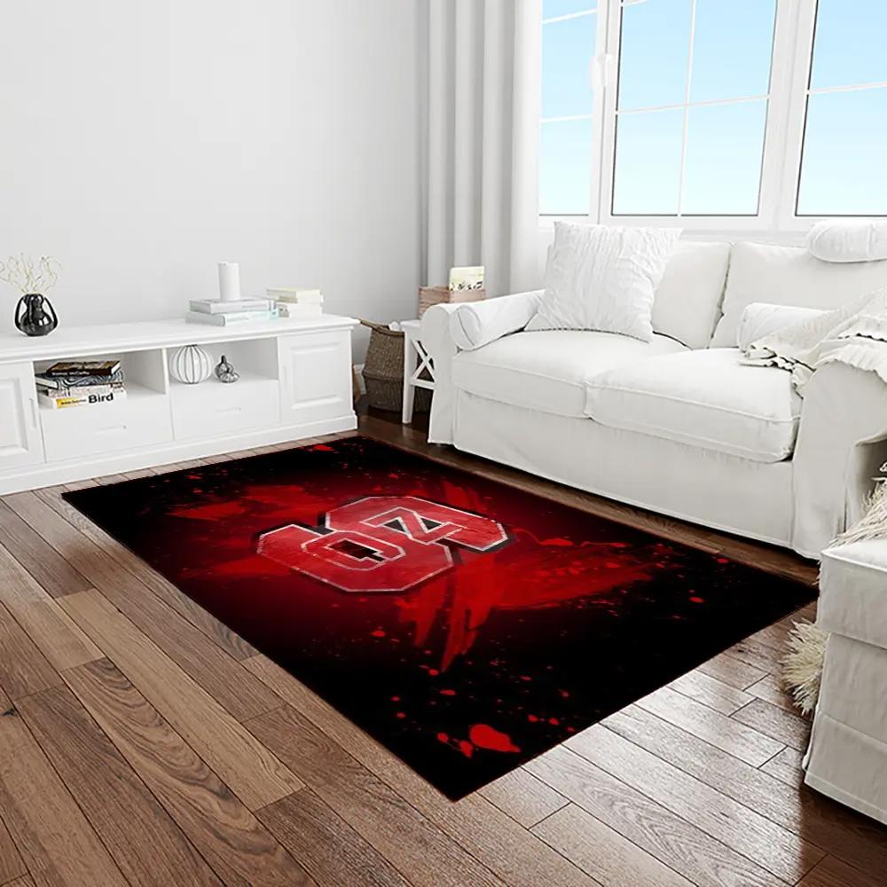 Ncaa nc state wolfpack sport basketball and foolball team logo rectangle area rug ncsw19 Rectangle Rug