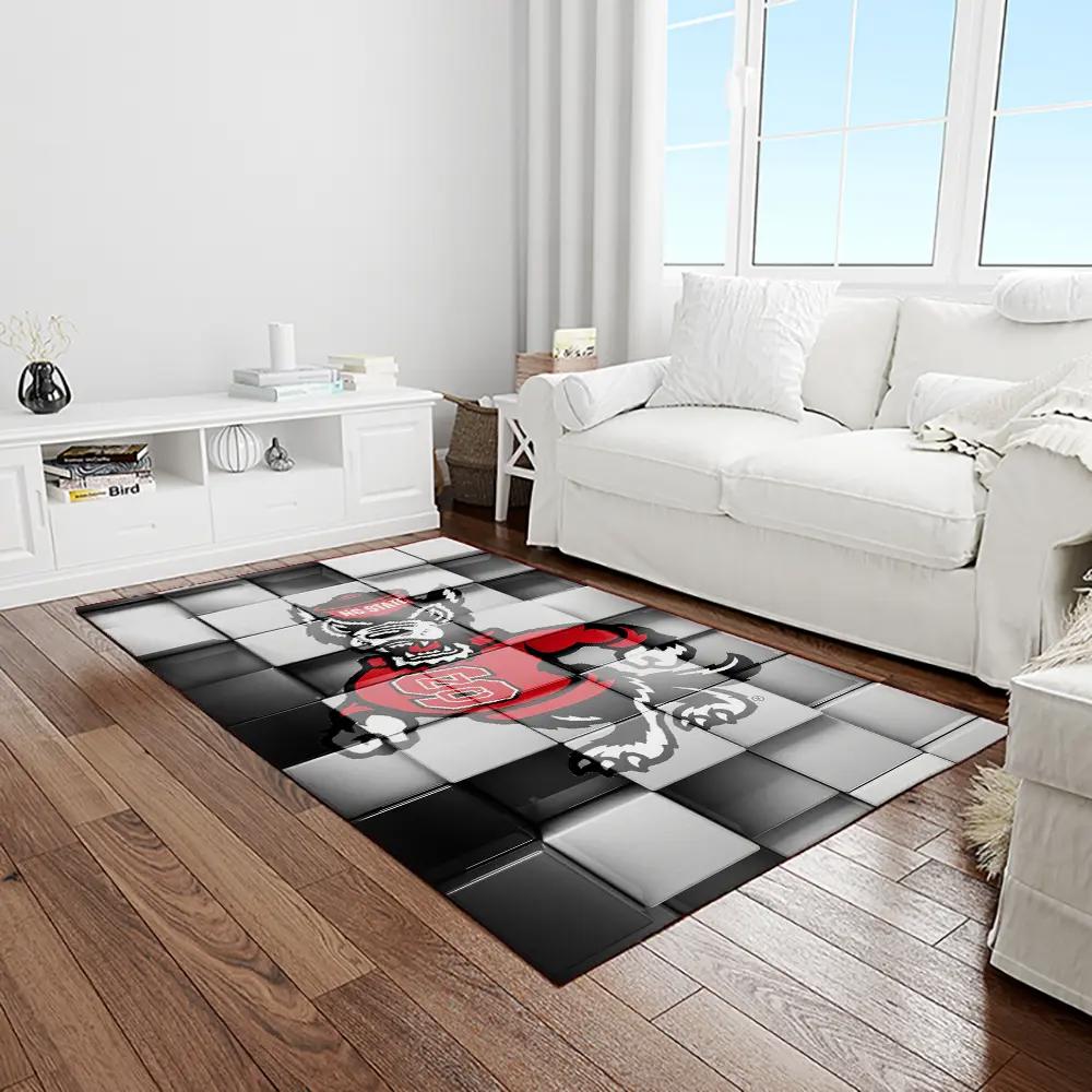 Ncaa nc state wolfpack sport basketball and foolball team logo rectangle area rug ncsw38 Rectangle Rug