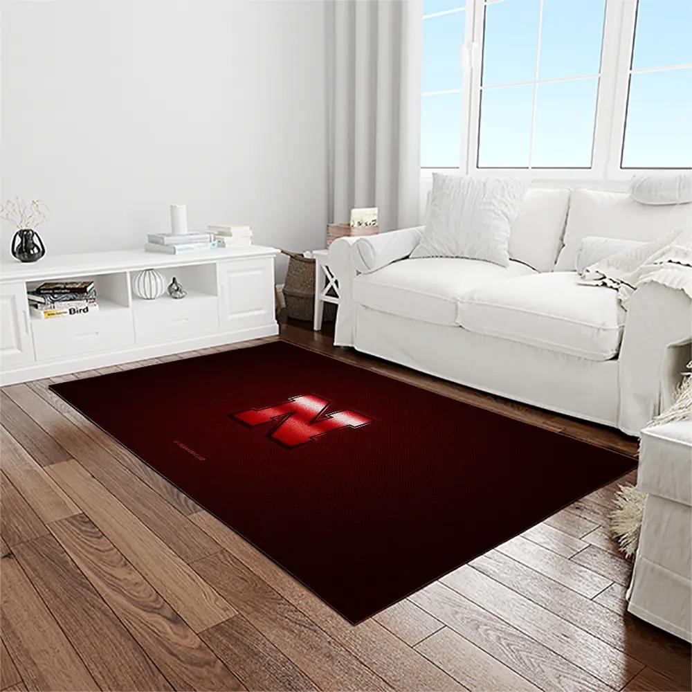 Ncaa nebraska cornhuskers college sport basketball and foolball team logo rectangle area rug ncs36 Rectangle Rug