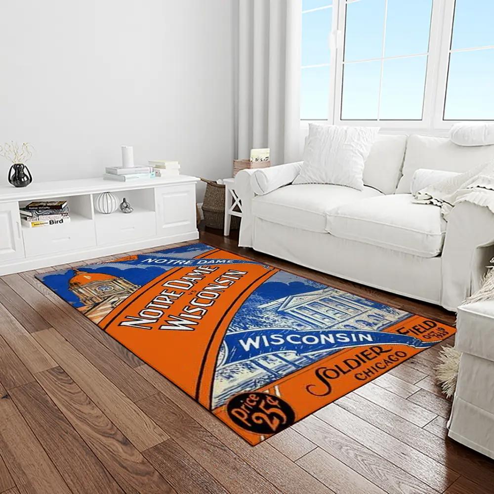 Ncaa notre dame fighting sport basketball and foolball team logo rectangle area rug ndf69 Rectangle Rug