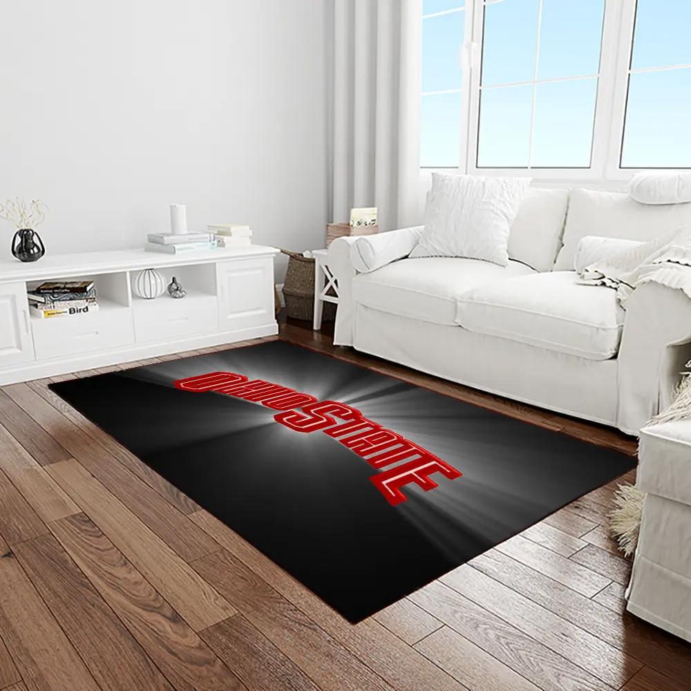 Ncaa ohio state buckeyes college sport basketball and foolball team logo rectangle area rug osb47 Rectangle Rug