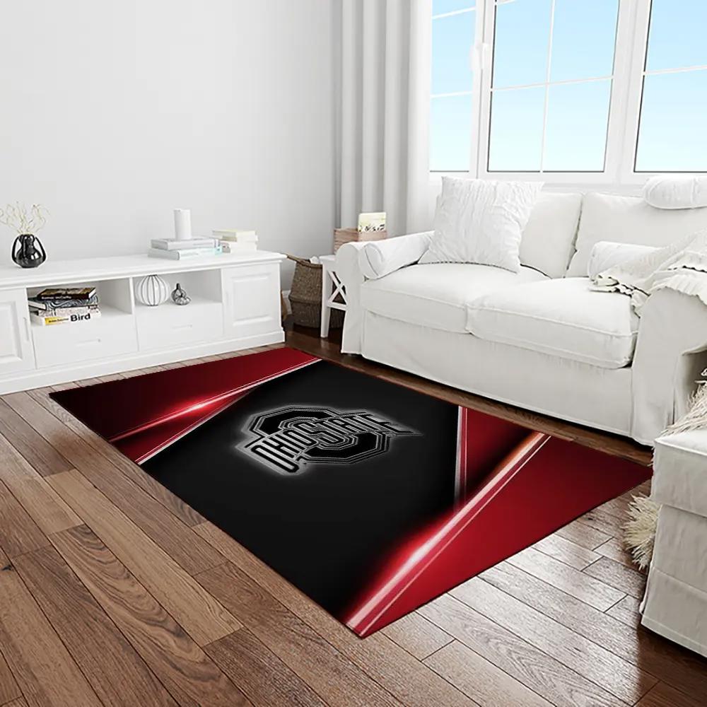 Ncaa ohio state buckeyes college sport basketball and foolball team logo rectangle area rug osb52 Rectangle Rug