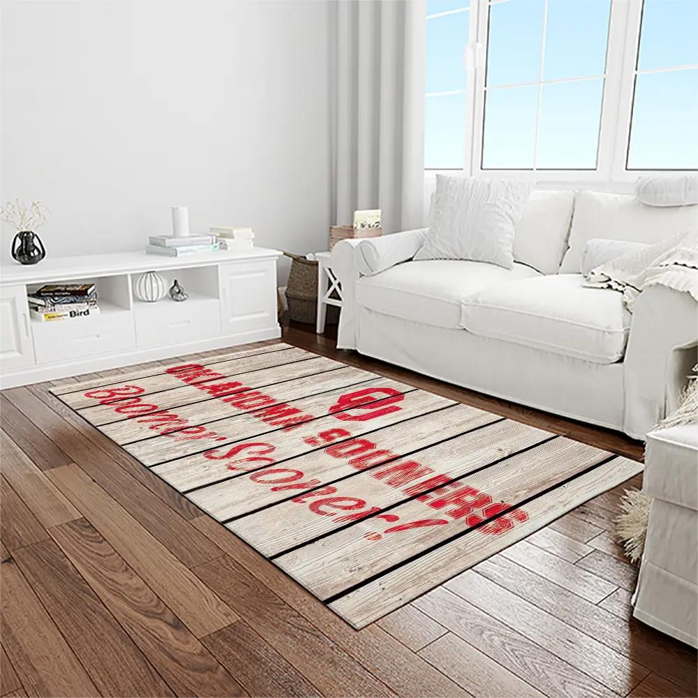 Ncaa oklahoma sooners sport basketball and foolball team logo rectangle area rug os39 Rectangle Rug