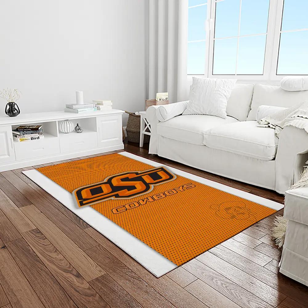 Ncaa oklahoma state cowboys sport basketball and foolball team logo rectangle area rug osc49 Rectangle Rug