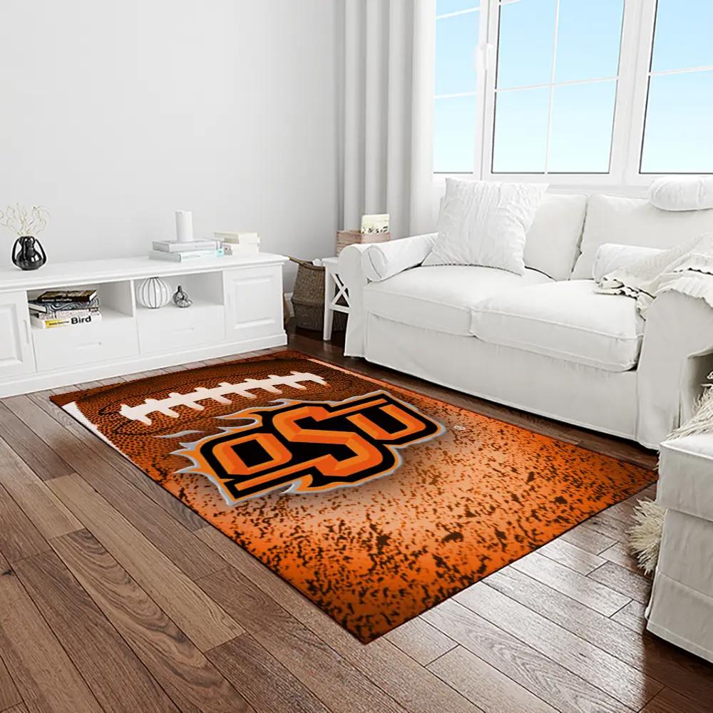 Ncaa oklahoma state cowboys sport basketball and foolball team logo rectangle area rug osc65 Rectangle Rug