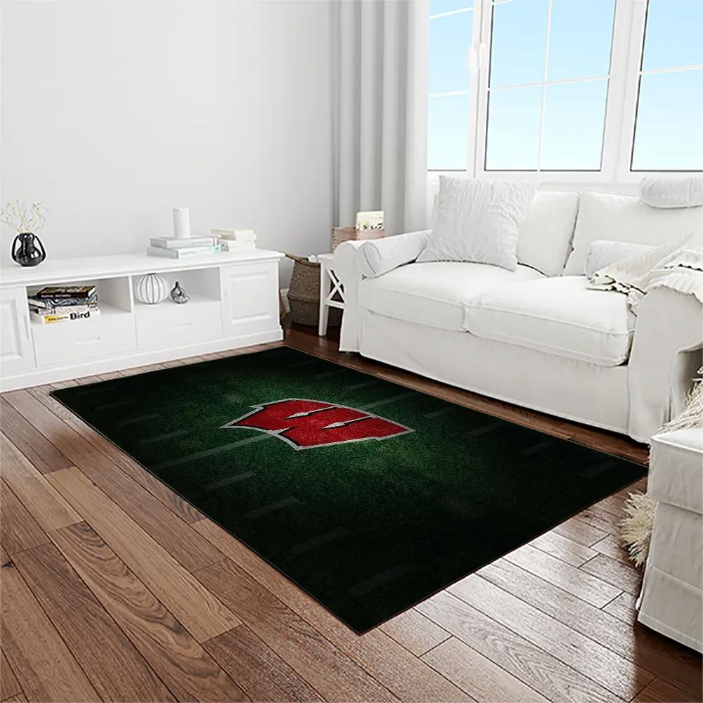 Ncaa wisconsin badgers college sport basketball and foolball team logo rectangle area rug wb19 Rectangle Rug