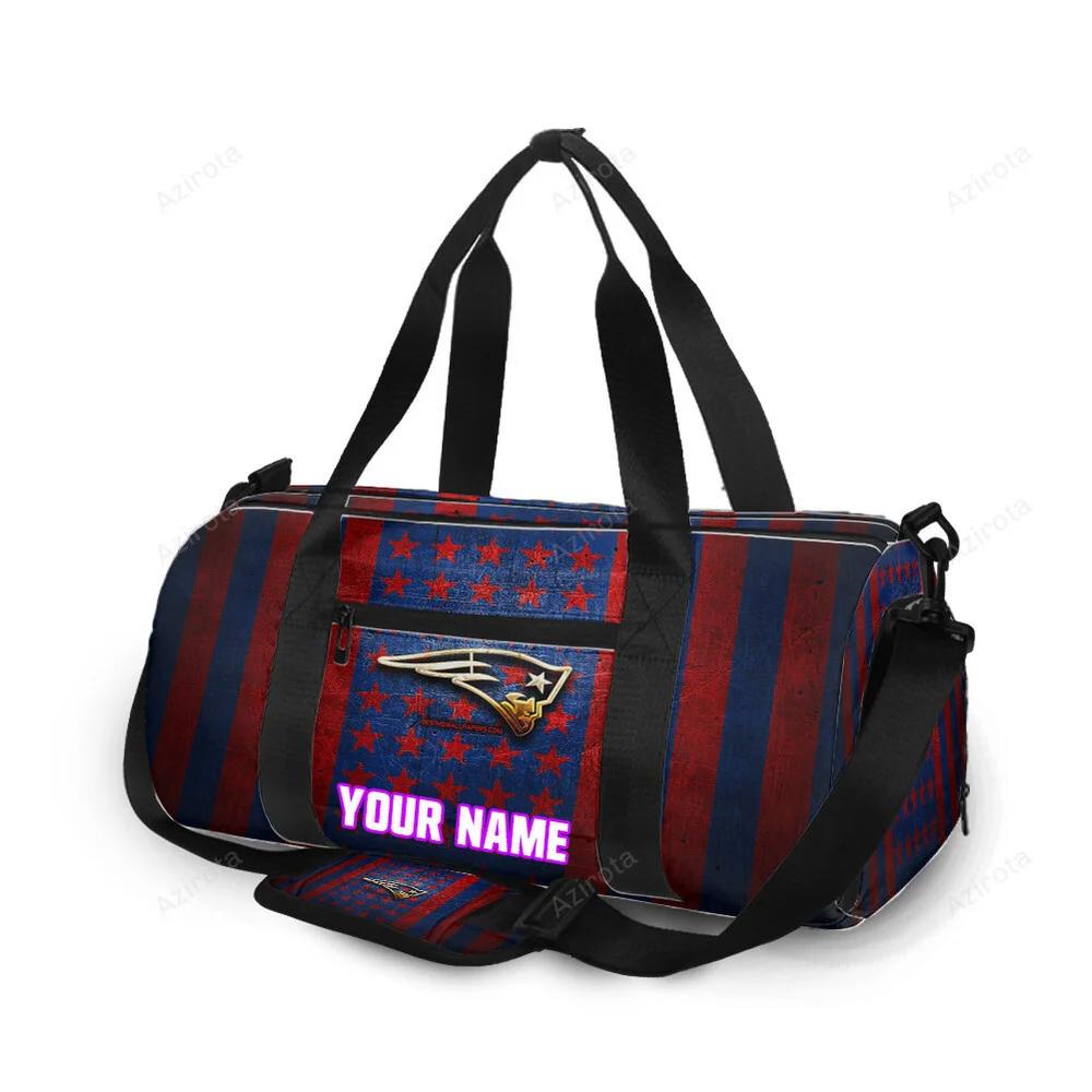 New england patriots golden pat red blue personalized name travel bag gym bag 1635 Travel Bag