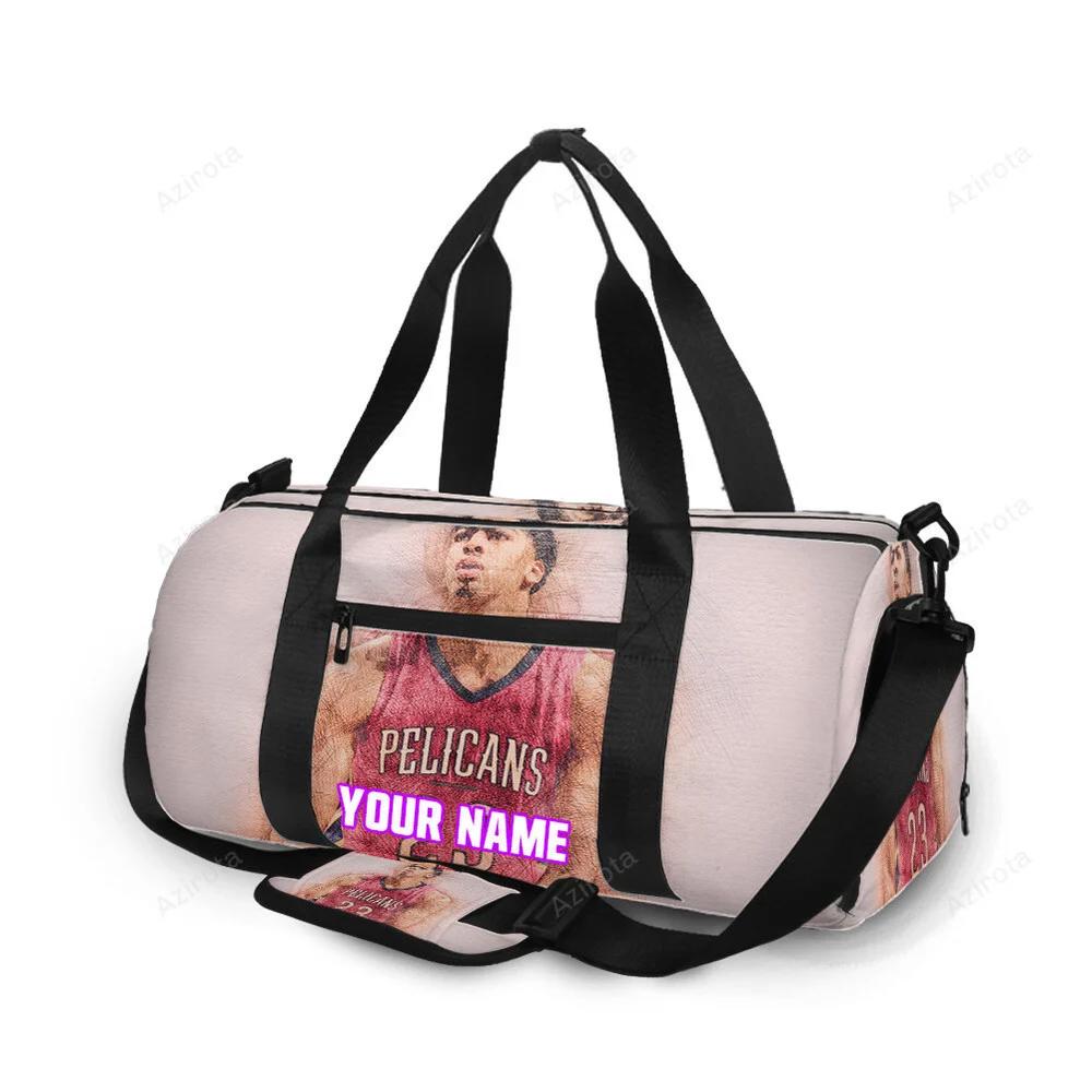 New orleans pelicans 23 anthony david v26 personalized name travel bag gym bag 1444 Travel Bag