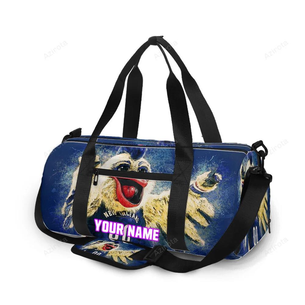 New orleans pelicans mascot v24 personalized name travel bag gym bag 1608 Travel Bag