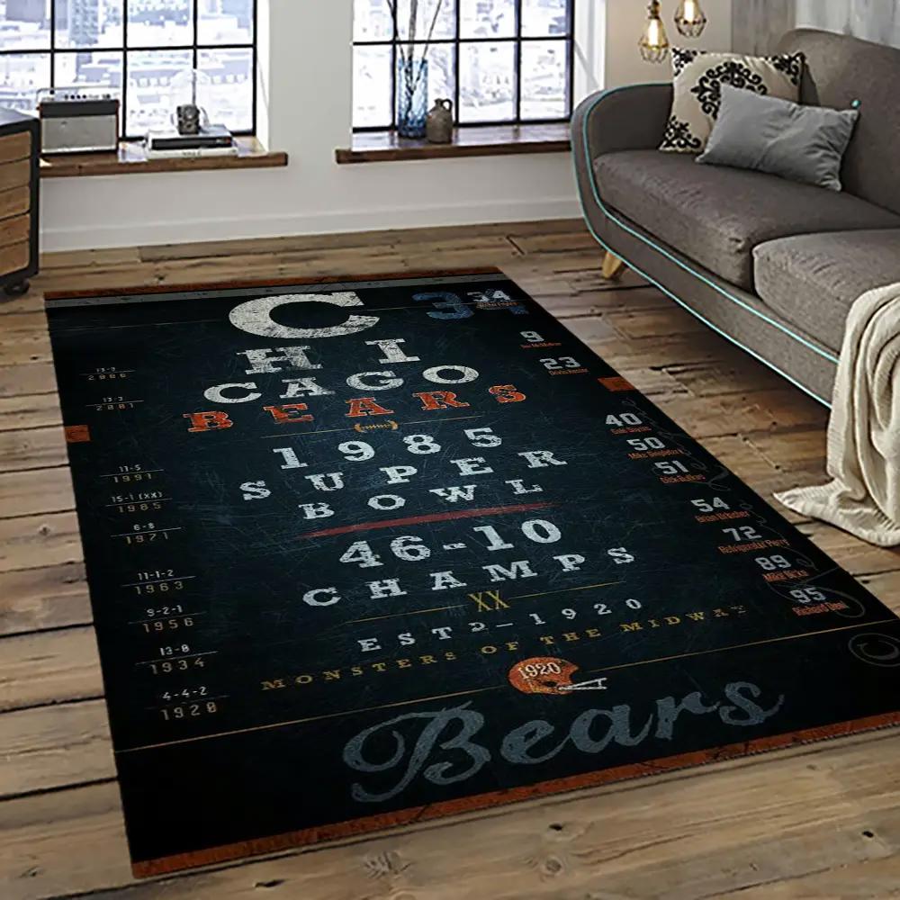 Nfl chicago bears football team logo sport carpet rectangle area rug for living room ccb35 Rectangle Rug
