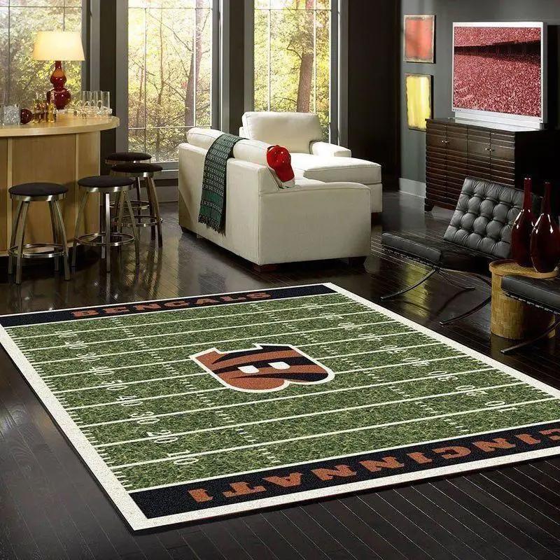 Nfl cincinnati bengals football field living room carpet home rug v8312 Rectangle Rug