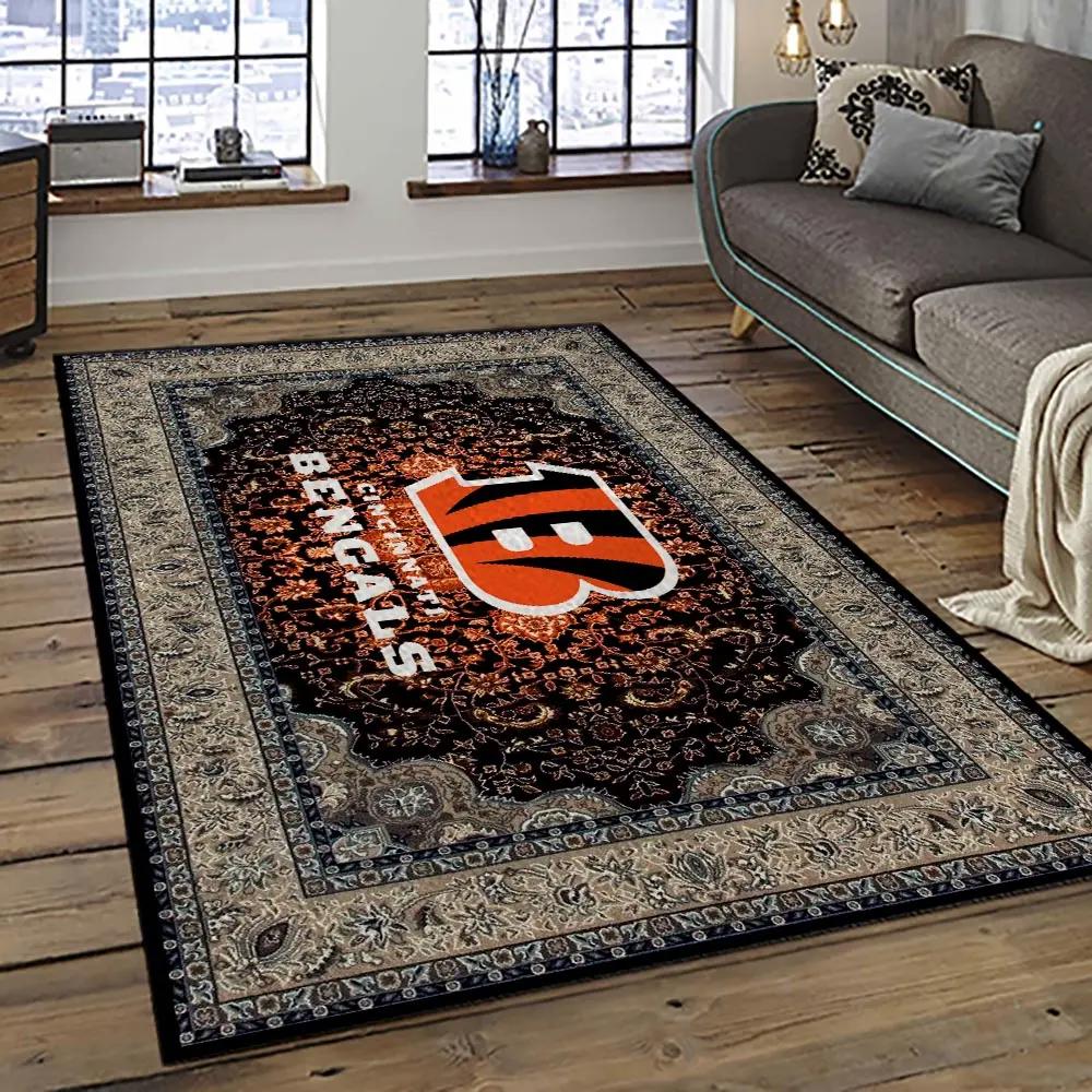 Nfl cincinnati bengals football team logo sport carpet area rug who dey nation gift for friends cnns2 Rectangle Rug
