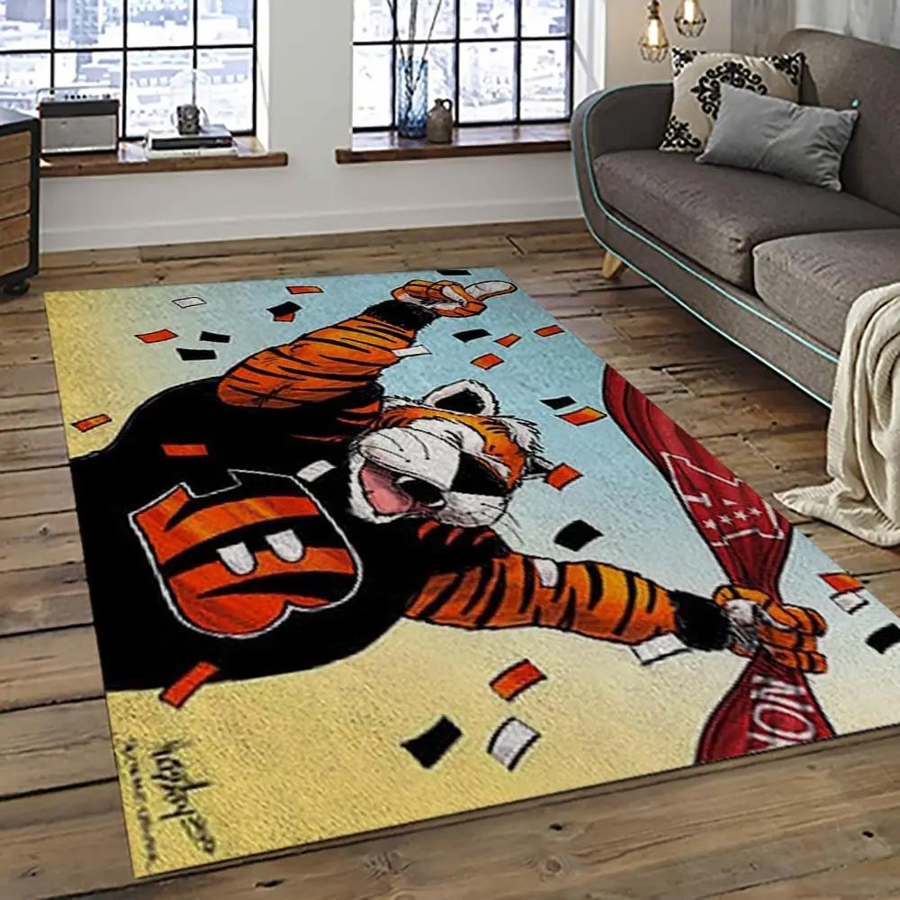 Nfl cincinnati bengals football team logo sport carpet area rug who dey nation gift for friends cnns47 Rectangle Rug