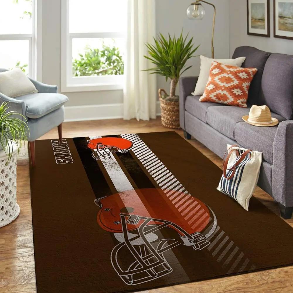 Nfl cleveland browns area rug football rug carpet floor decor home decor Rectangle Rug