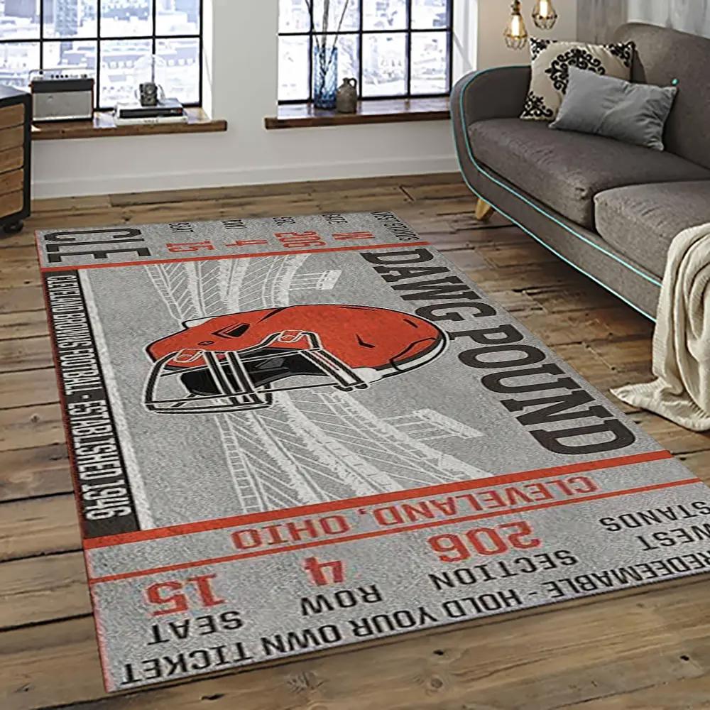 Nfl cleveland browns football team logo sport carpet rectangle area rug for living room cb02 Rectangle Rug