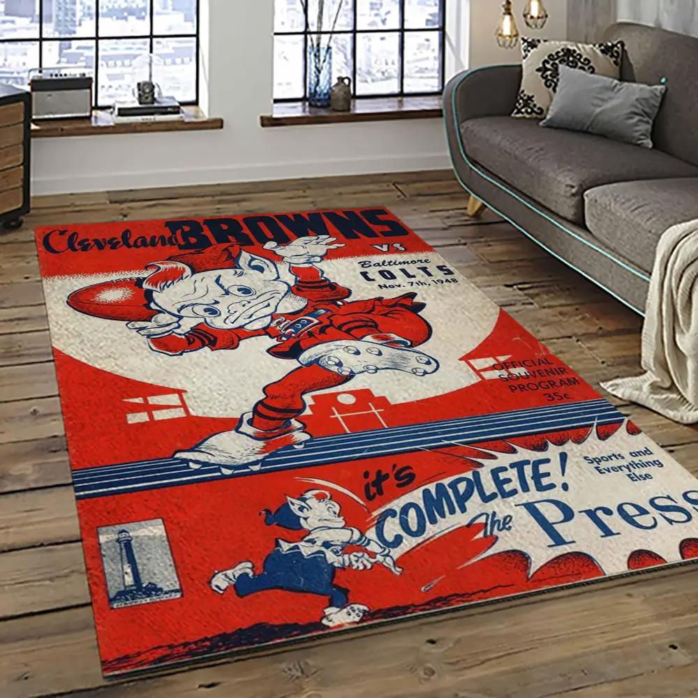 Nfl cleveland browns football team logo sport carpet rectangle area rug for living room cb13 Rectangle Rug