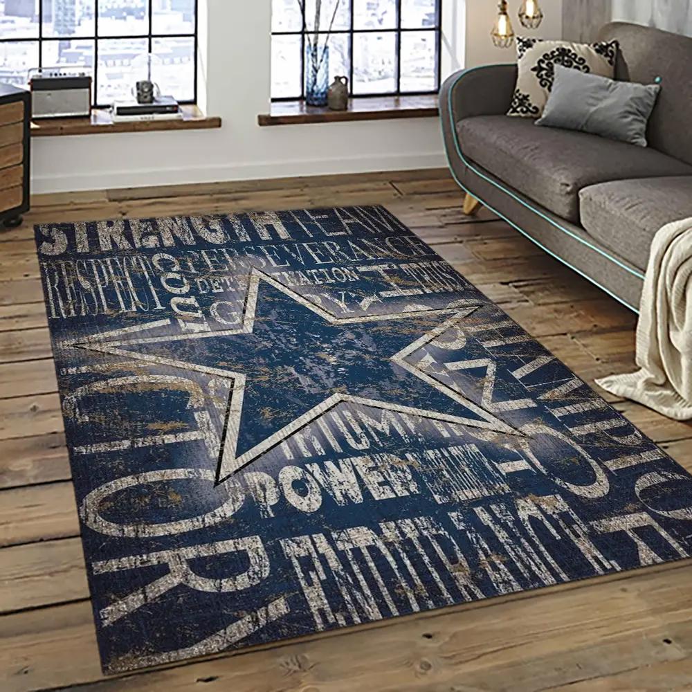 Nfl dallas cowboy football team logo sport carpet rectangle area rug for living room dc42 Rectangle Rug